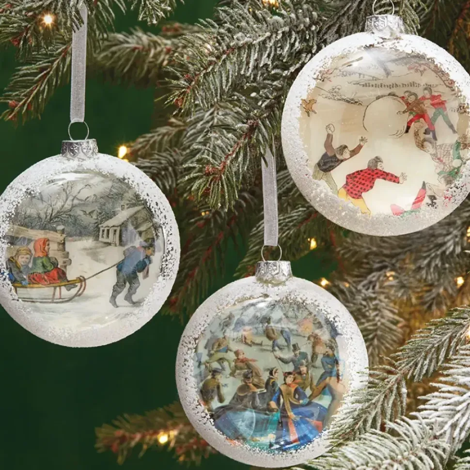 Skating In Central Park Glass Disc Ornament
