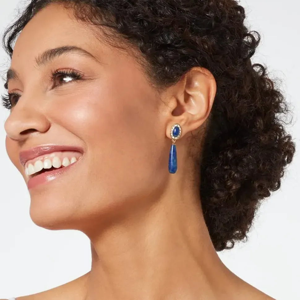 Spanish Baldric Lapis Elongated Drop Earrings