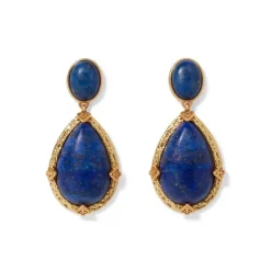 Spanish Baldric Lapis Statement Drop Earrings