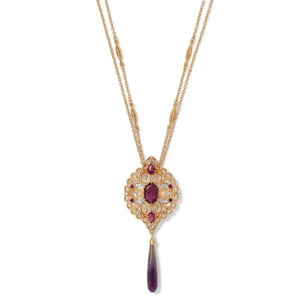 Turkish Amethyst Long Pendant Necklace