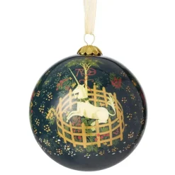 Unicorn In A Garden Hand-Painted Glass Ornament