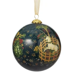 Unicorn In A Garden Hand-Painted Glass Ornament