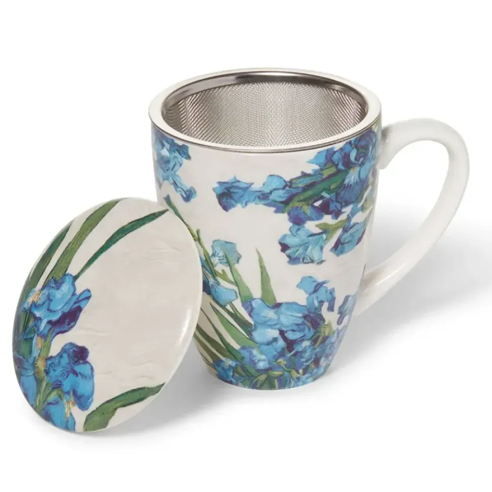 Van Gogh Irises Covered Mug With Tea Infuser