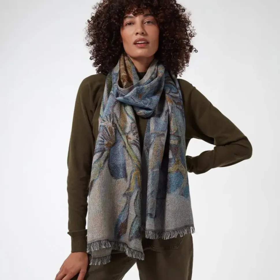 Van Gogh Irises Wool-Blend Shawl