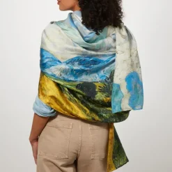 Van Gogh Wheat Field With Cypresses Oversize Oblong Silk Scarf