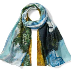 Van Gogh Wheat Field With Cypresses Oversize Oblong Silk Scarf