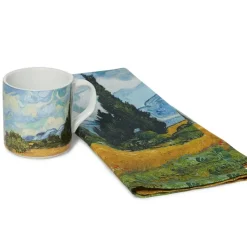 Van Gogh Wheat Field With Cypresses Mug And Tea Towel Set
