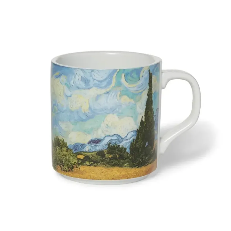 Van Gogh Wheat Field With Cypresses Mug And Tea Towel Set