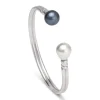 Venus Pearl Silver Cuff, Black/White