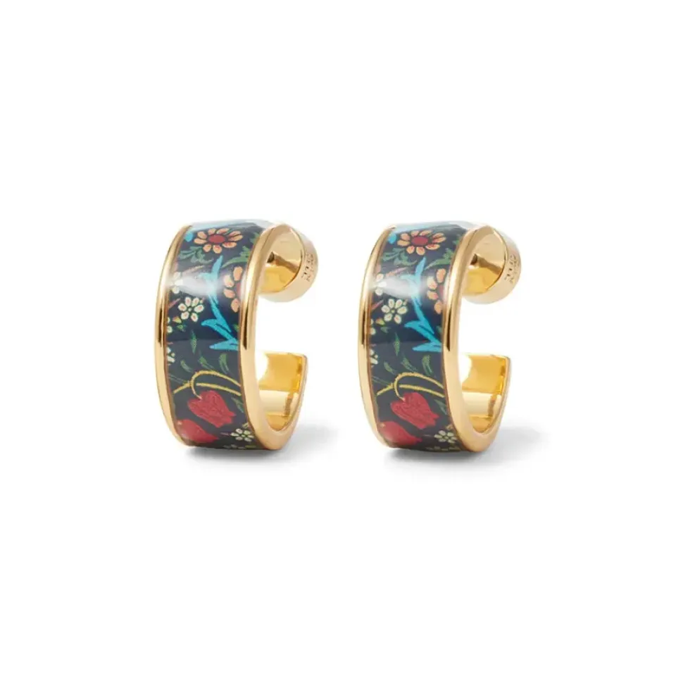 William Morris Blackthorn Enamel Hoop Earrings