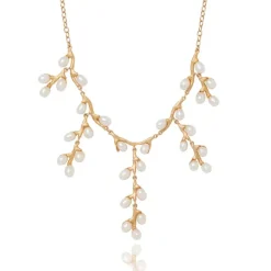 Willow Catkins Pearl Bib Necklace
