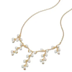 Willow Catkins Pearl Bib Necklace And Drop Earrings Set