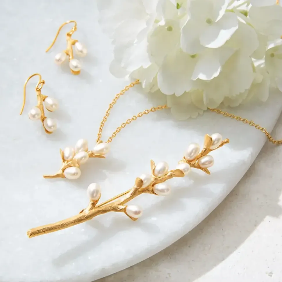 Willow Catkins Pearl Drop Earrings