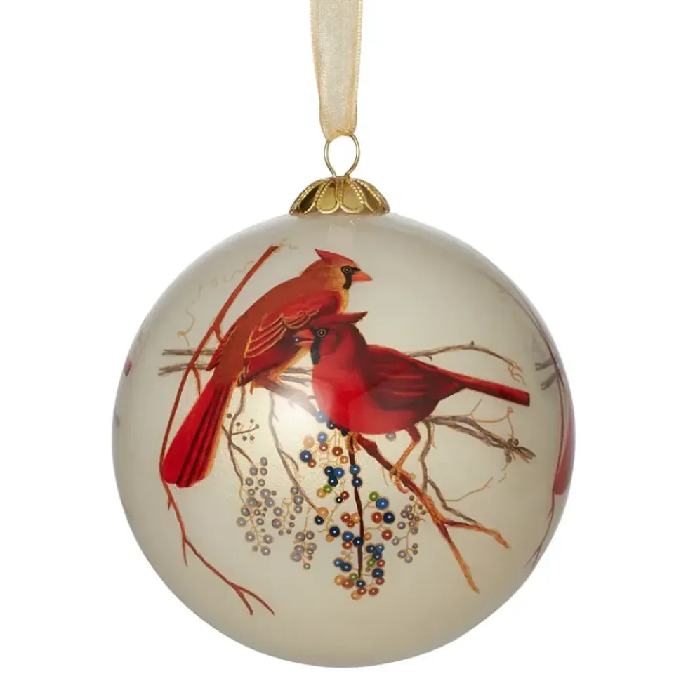 Winter Birds Hand-Painted Glass Ornament Set