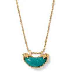 Cypriot Jade Crescent Pendant Necklace